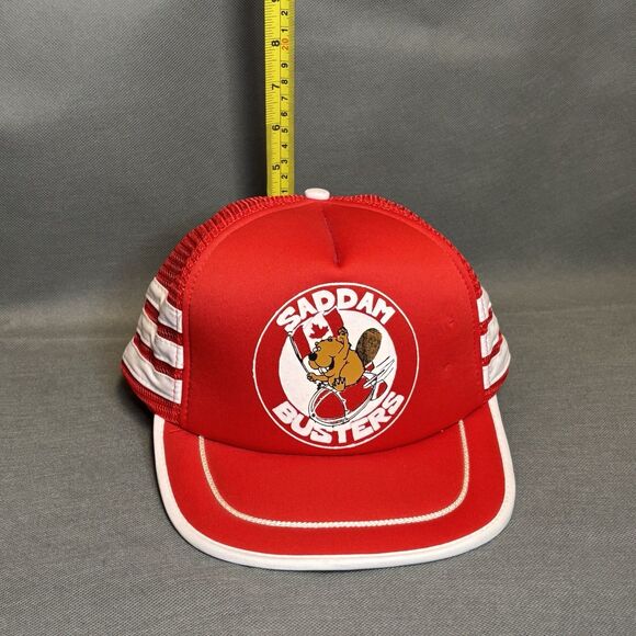 VTG 1990s USA Iraq Saddam Buster Canada Mesh Baseball Cap Hat One Size Snapback - Picture 16 of 16